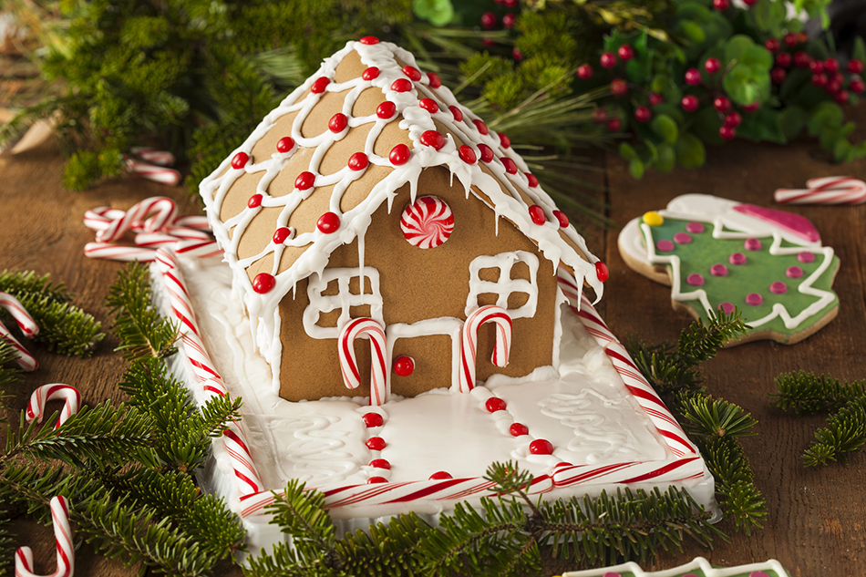 Classic Red and White Gingerbread Cottage