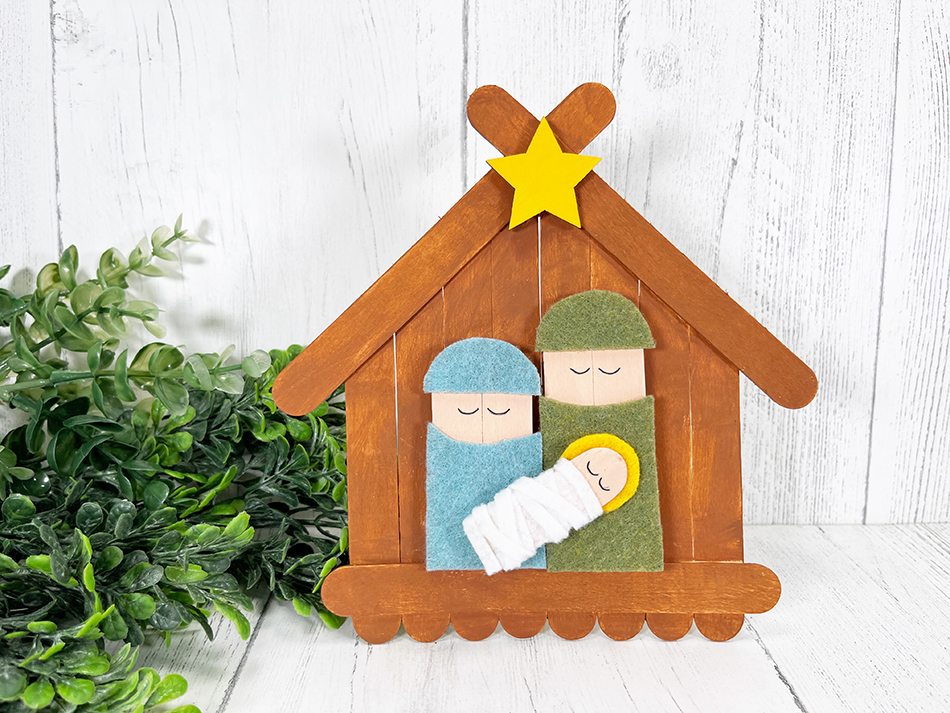 Craft Stick Birth of baby Jesus Nativity Craft for Kids Step 3
