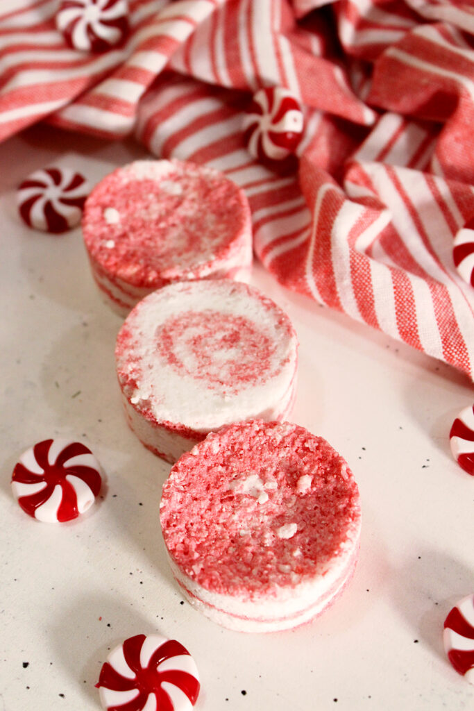 DIY Candy Cane Bath Bomb Recipe for Christmas gifts