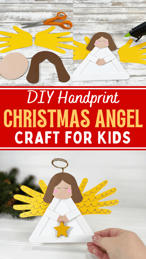 DIY Easy Christmas Handprint Angel with Dollar Store Jumbo Popsicle Sticks