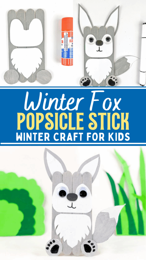 DIY Easy Popsicle Stick Arctic Fox Winter Craft for Kids to Make (1)