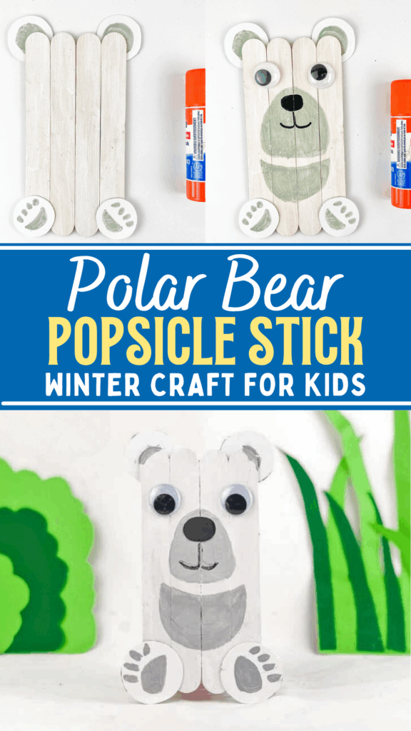 DIY Easy Popsicle Stick Polar Bear Winter Craft for Kids to Make