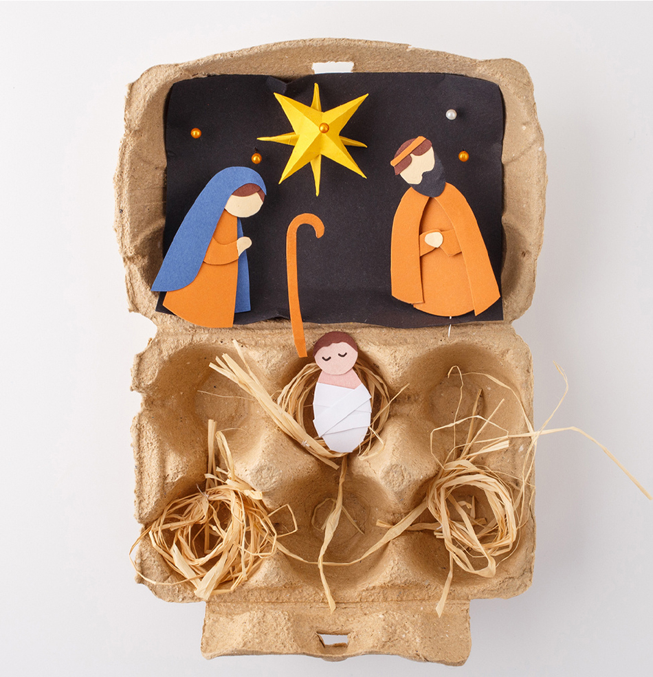 DIY Egg Carton Birth of Baby Jesus Nativity Craft Step 6