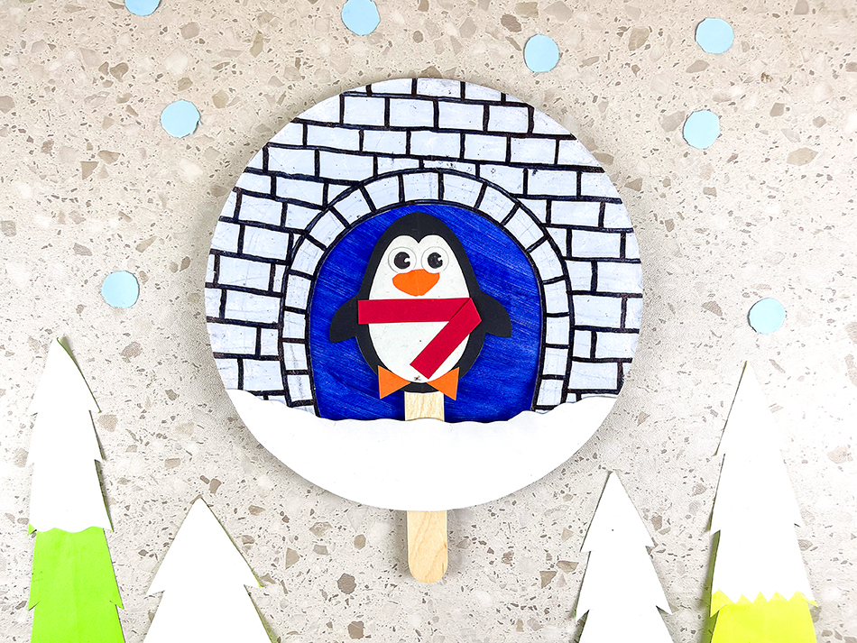 DIY Paper Plate Penguin Igloo Winter Craft For Kids