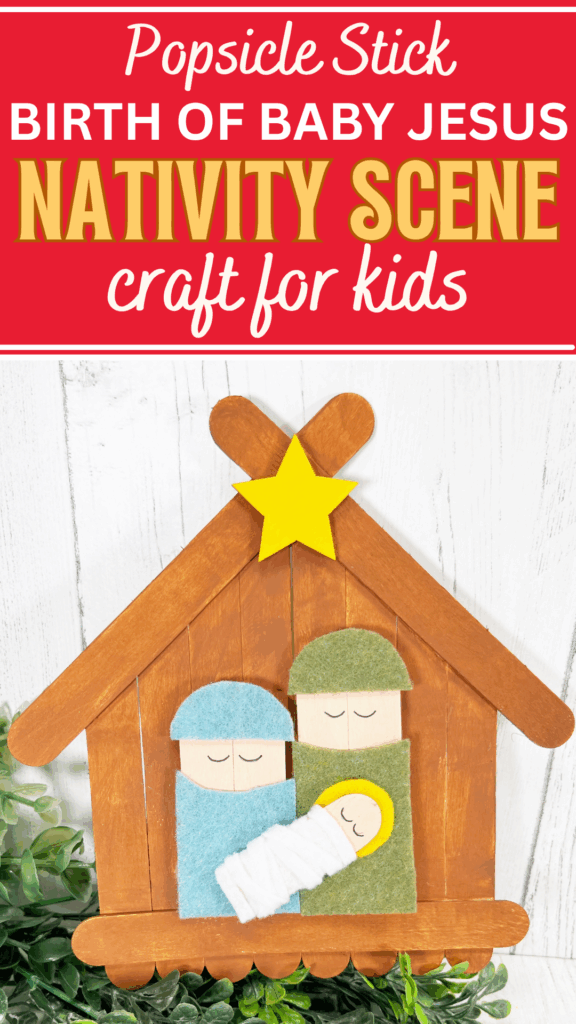 DIY Popsicle Stick Birth of Baby Jesus Nativity Christian Christmas Craft for Kids to Make