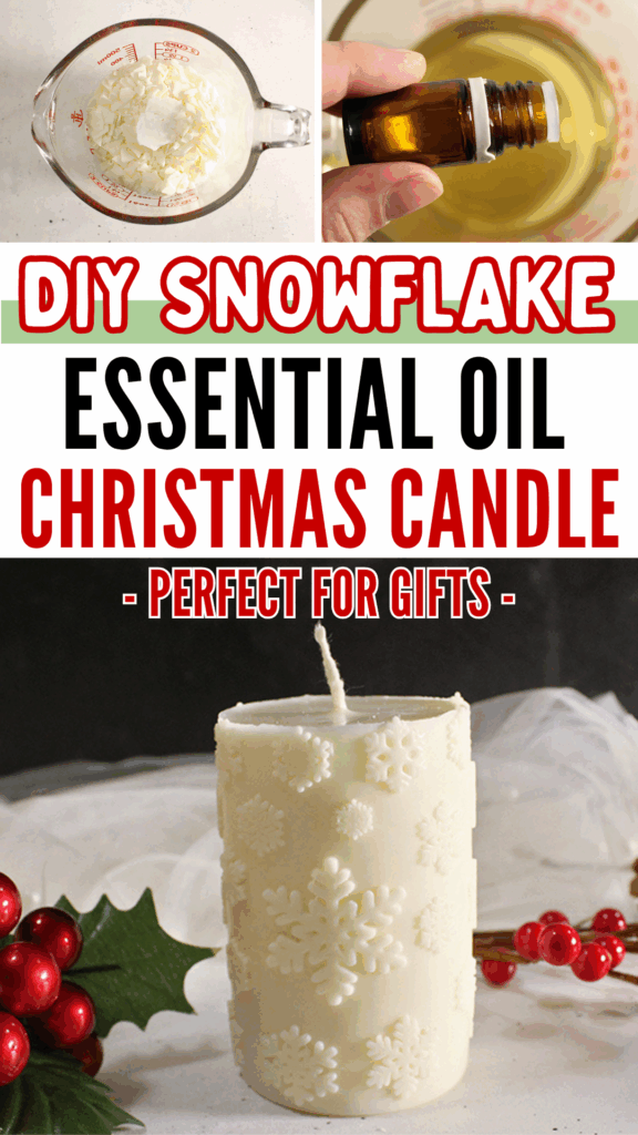 DIY White Snowflake Christmas Scented Essential Oil Candle Recipe and Tutorial