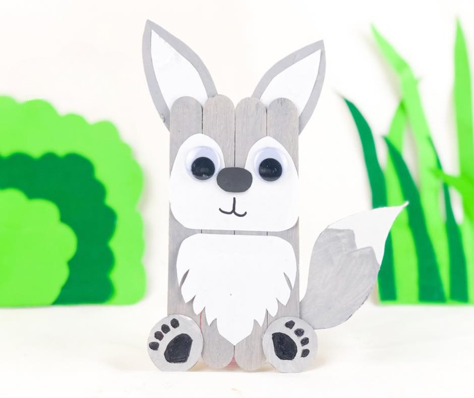 DIY Winter Arctic Fox Popsicle Stick Craft for Kids