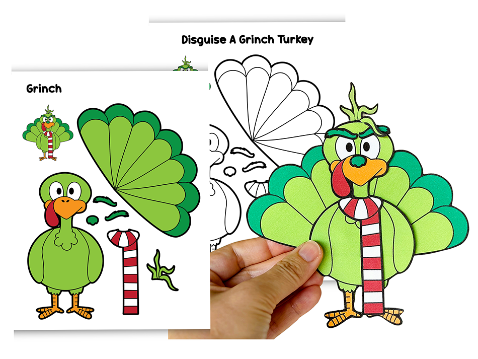 Disguise a Turkey as the Grinch Paper Craft Materials