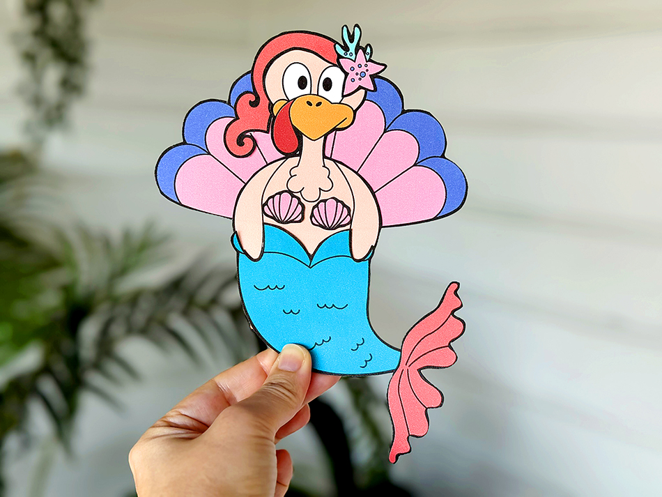 Disguise the turkey as a mermaid craft for kids