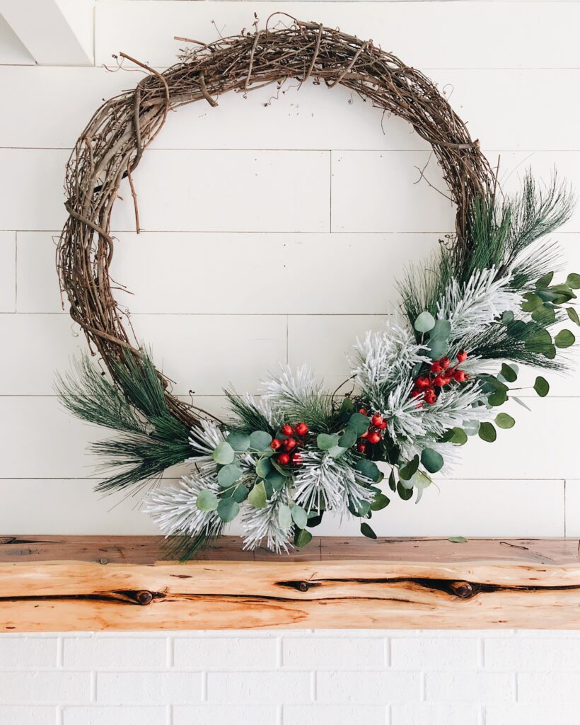Farmhouse Christmas Wreath DIY Tutorial by Cotton Stem