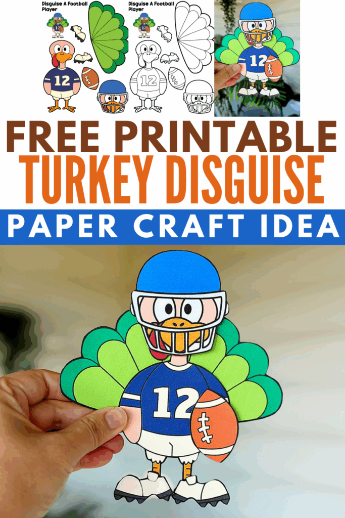 Football Player Turkey Disguise Idea on Paper for Kids (+ Free Printable) - Fall, Thanksgiving