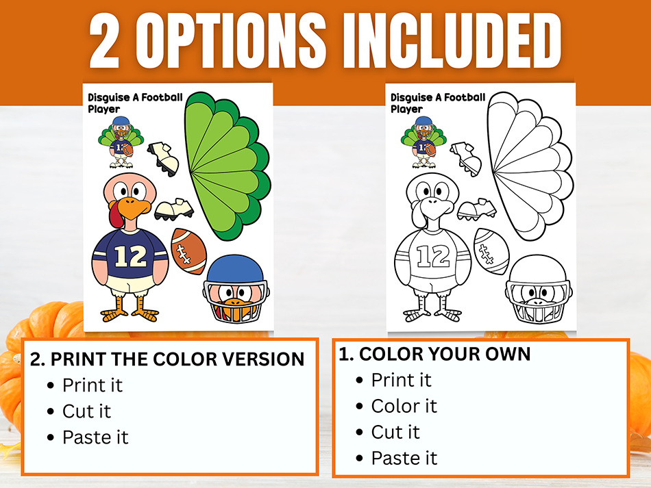Football Player Turkey Disguise Printables
