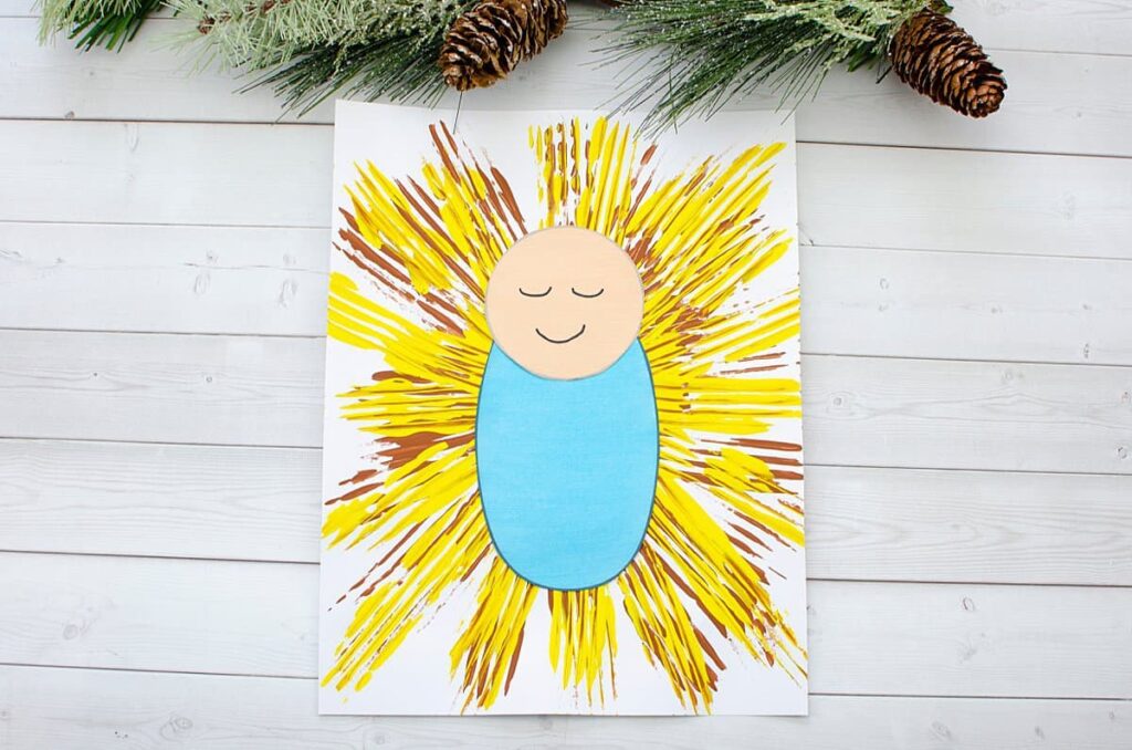 Fork Painting Baby Jesus Christmas Craft by Big Family Blessings