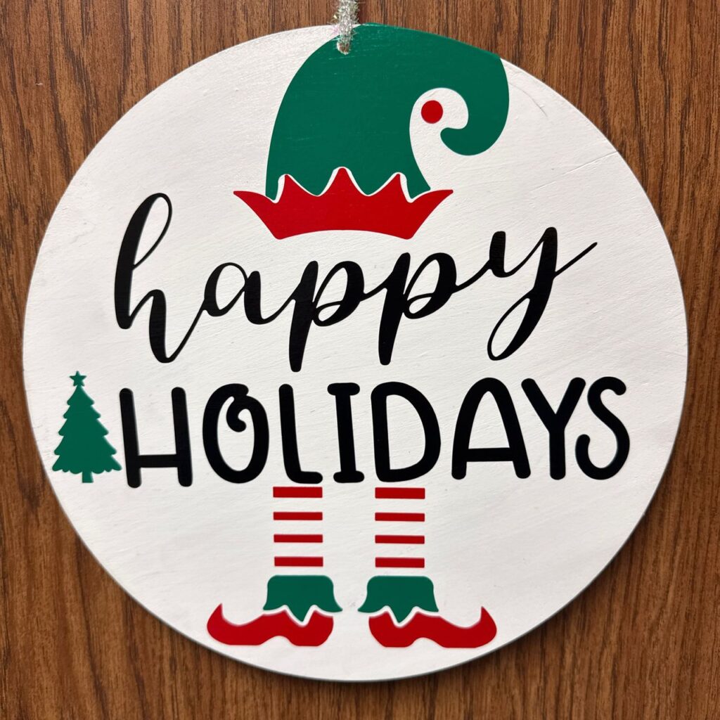 Happy Holidays Elf Sign by CDS