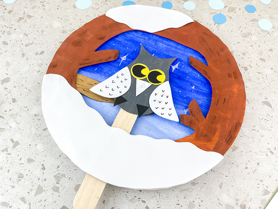 Moving Paper Plate Winter Owl Craft for Kids