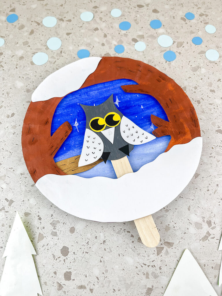 Moving Winter Owl Paper Plate Craft for Kids 1