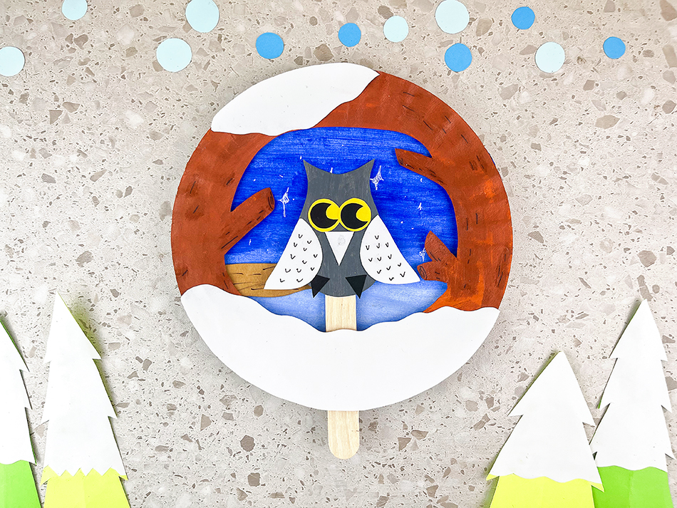 Moving Winter Owl Paper Plate Craft for Kids