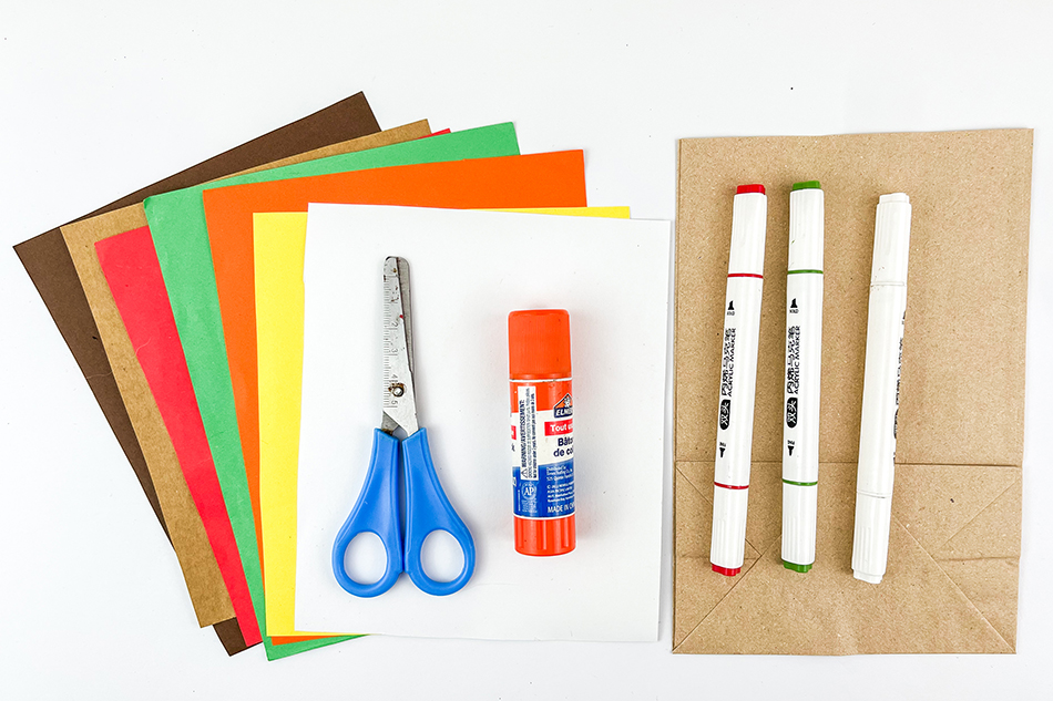 Paper Bag Gingerbread House Materials