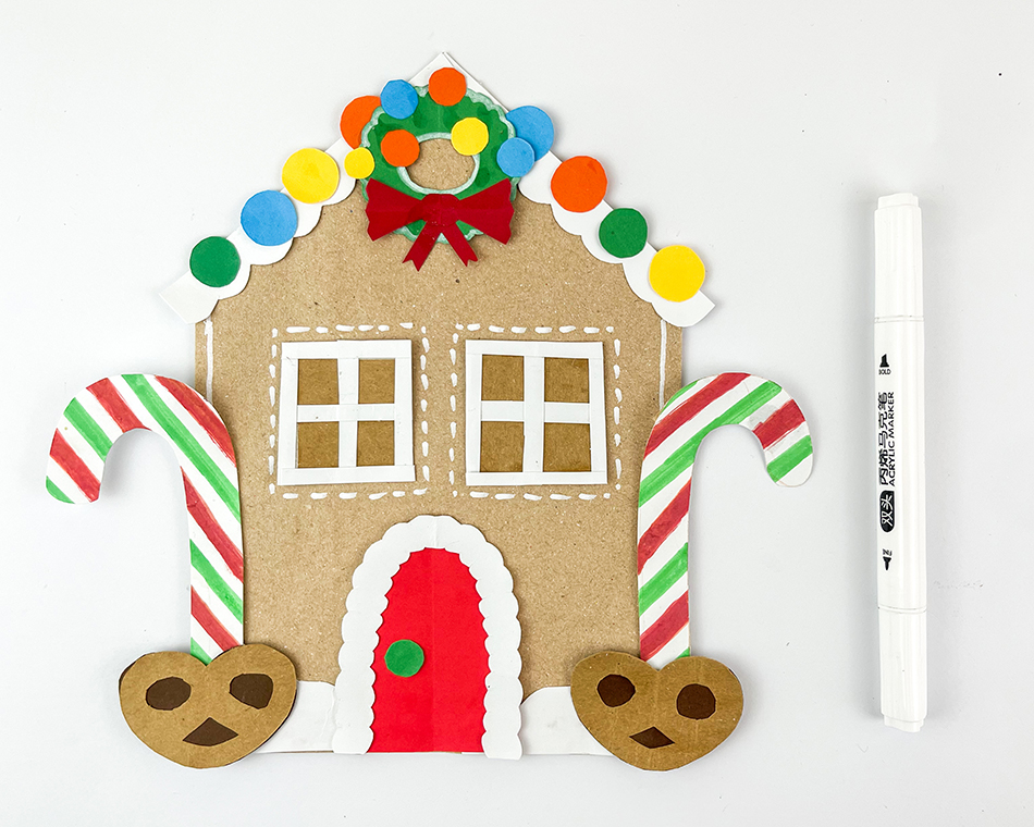 Paper Bag Gingerbread House Step 11