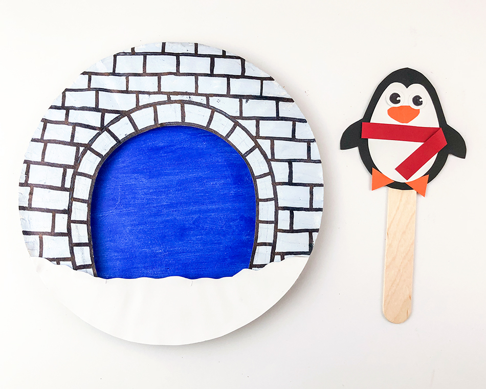 Paper Plate Penguin Igloo Step 10