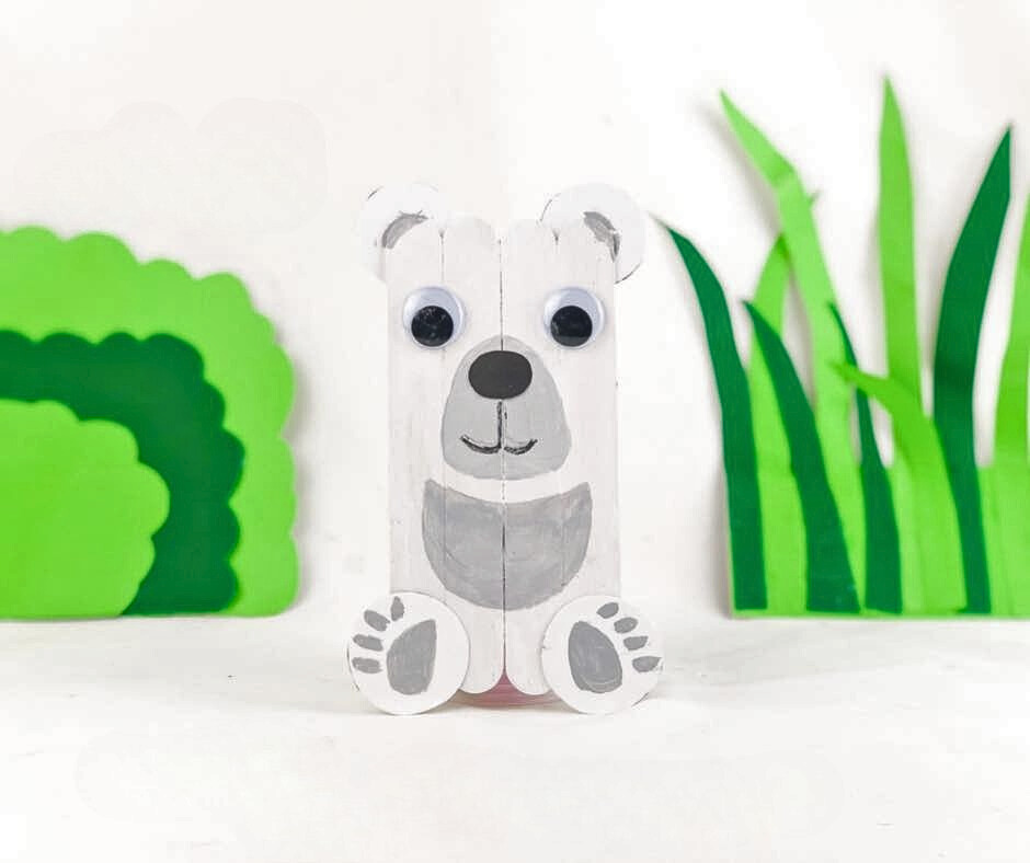 Polar Bear Popsicle Stick Craft for Kids