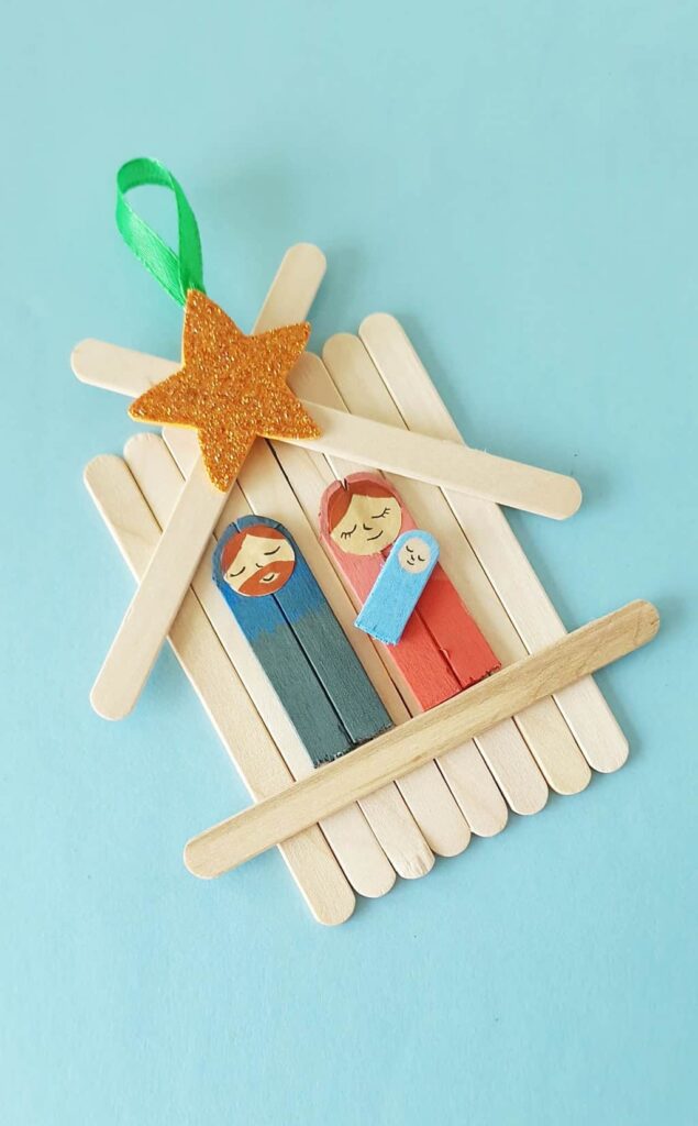 Popsicle Stick Nativity Craft DIY Ornament by Big Family Blessings