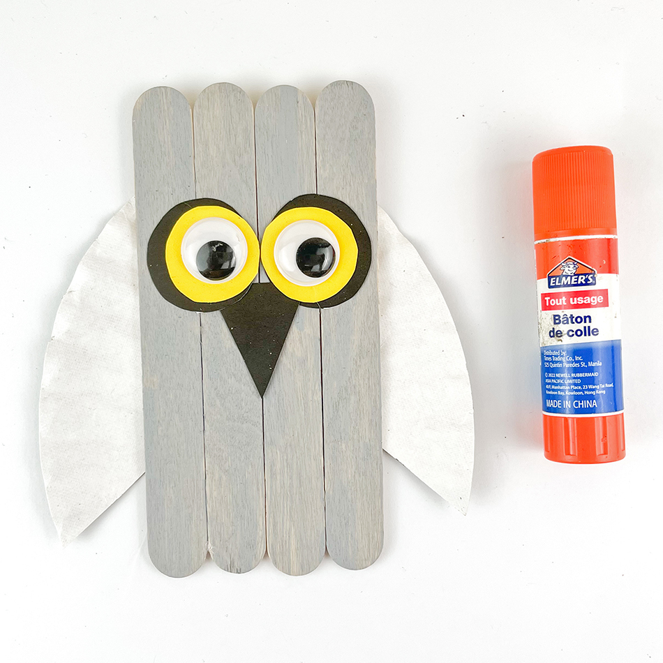 Snowy Owl Popsicle Stick Craft Step 6