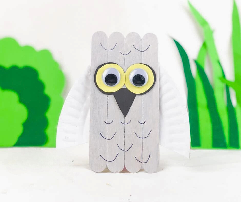 Snowy Winter Owl Popsicle Stick Craft for Kids