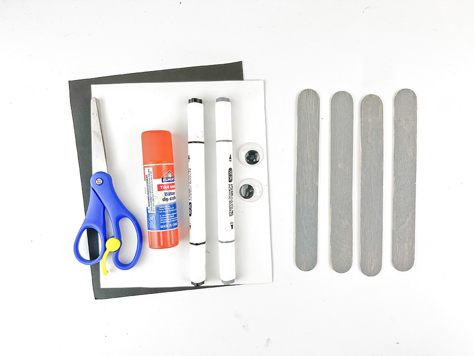 Winter Arctic Fox Popsicle Stick Craft Materials