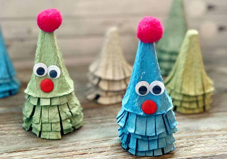 Adorable Egg Carton Christmas Trees