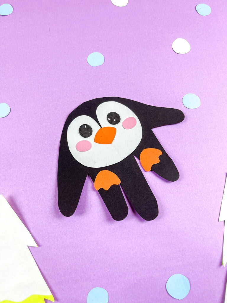 Arctic Penguin Handprint Winter Craft for Kids
