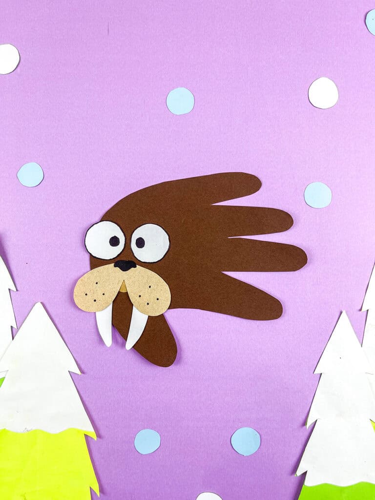Arctic Walrus Animal Handprint Craft for Kids