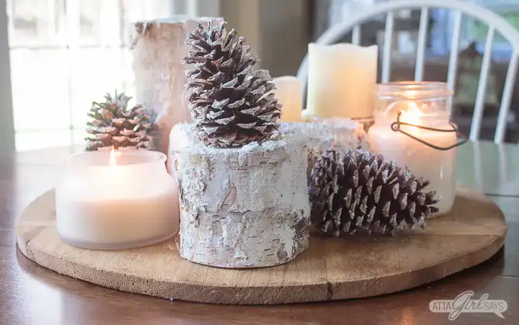 Birch Logs Winter Centerpiece by Atta Girl Says
