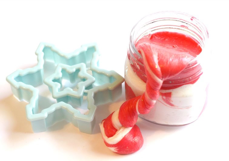 Candy Cane Slime Recipe with Contact Solution by Natural Beach Living