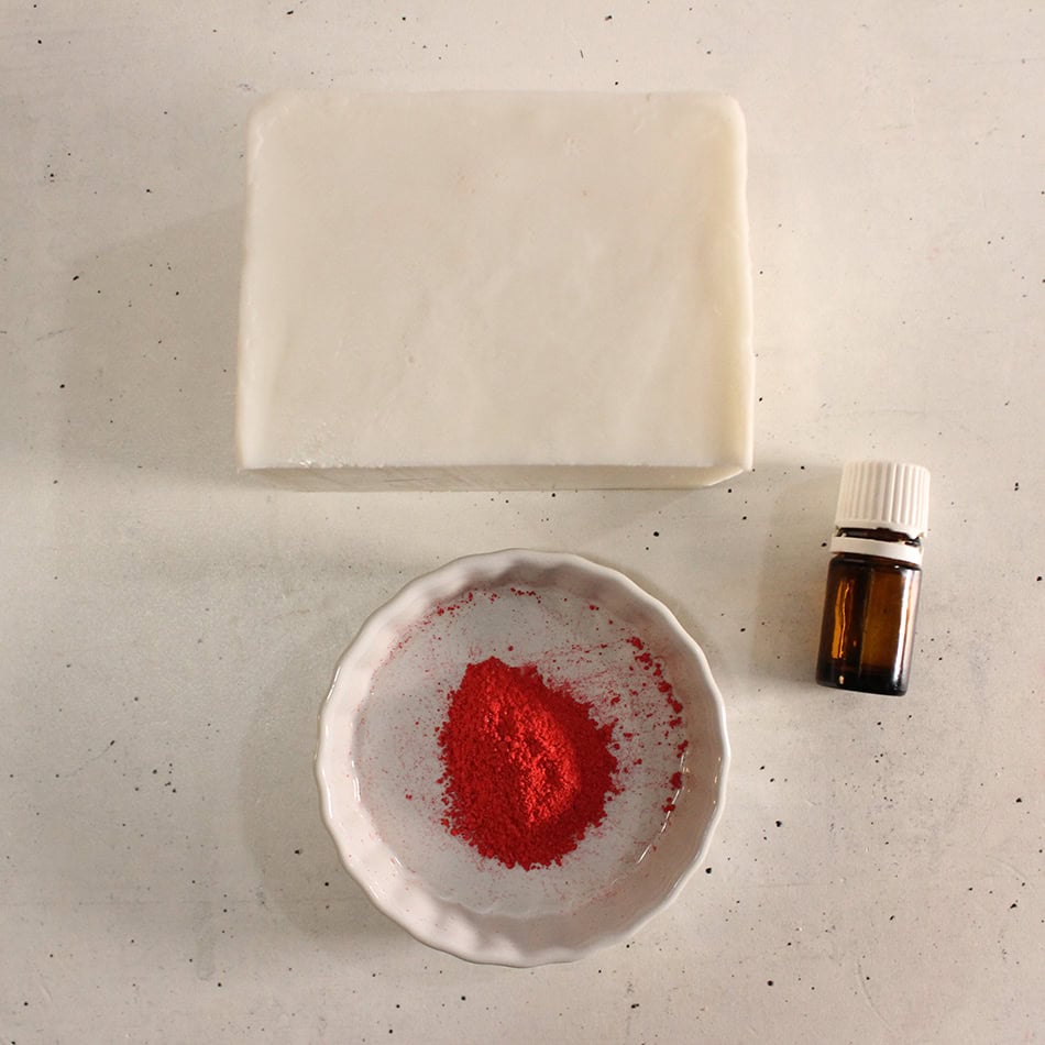 Candy Cane Soap Materials