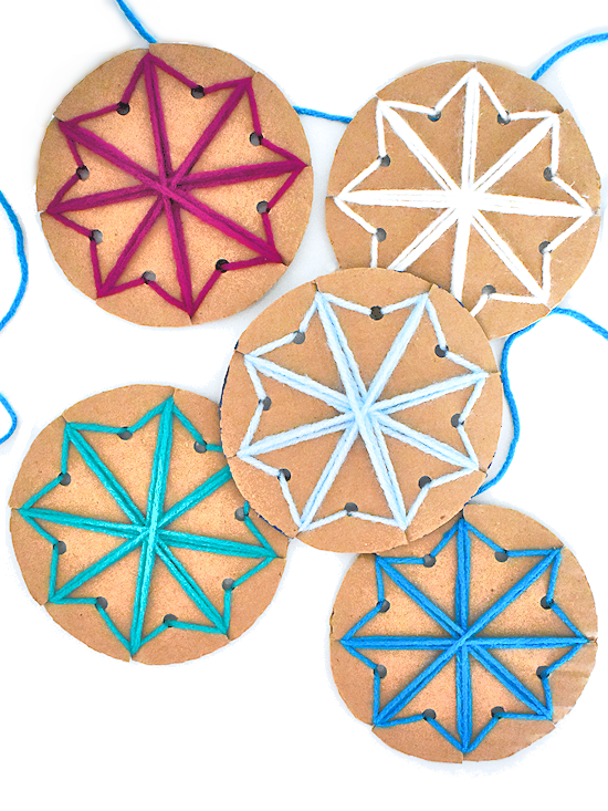 Cardboard Lacing Snowflakes by Our Kid Things