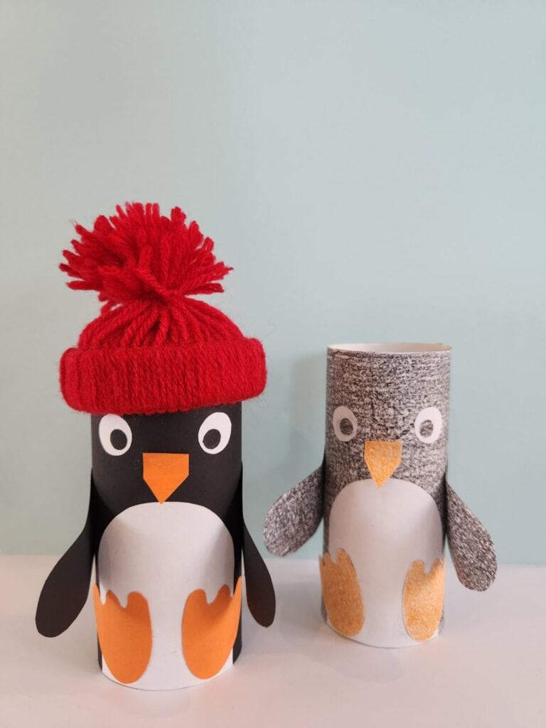 Cardboard Tube Penguin with Woolly Hat by a Few Small Adventures