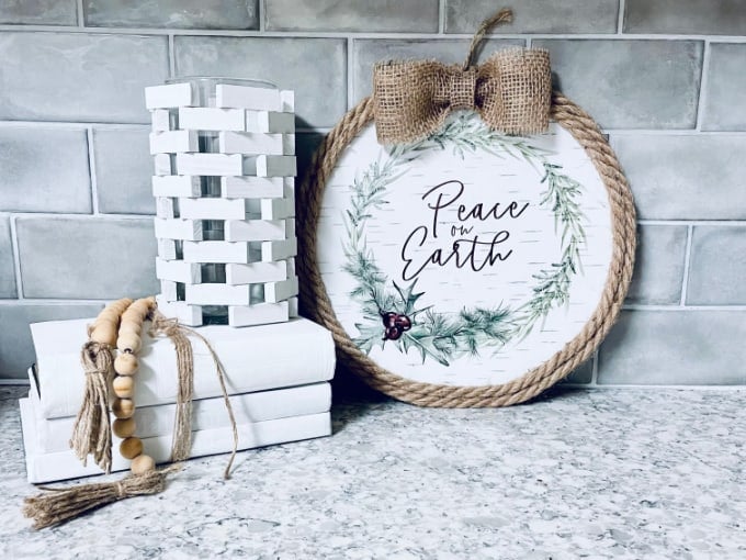 Christmas Dollar Tree Pizza Pan Wreath by Juggling Act Mama