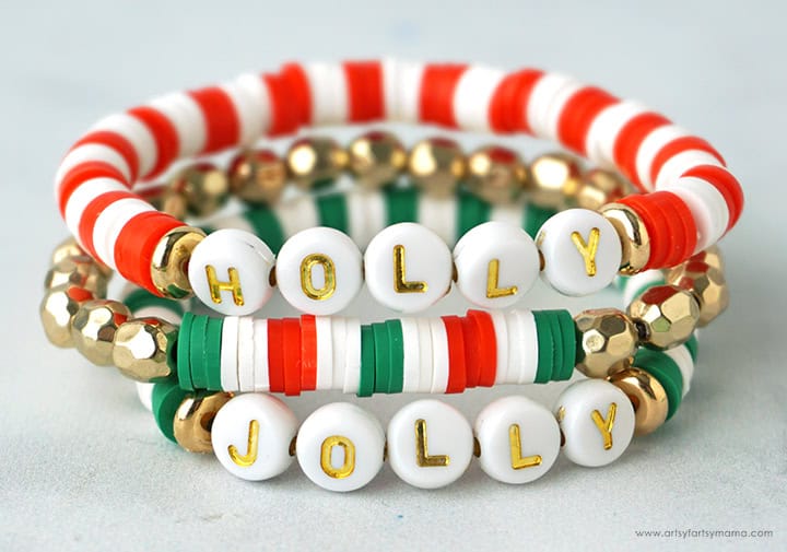 Christmas Heishi Bracelet Set by Artsy Fartsy Mama