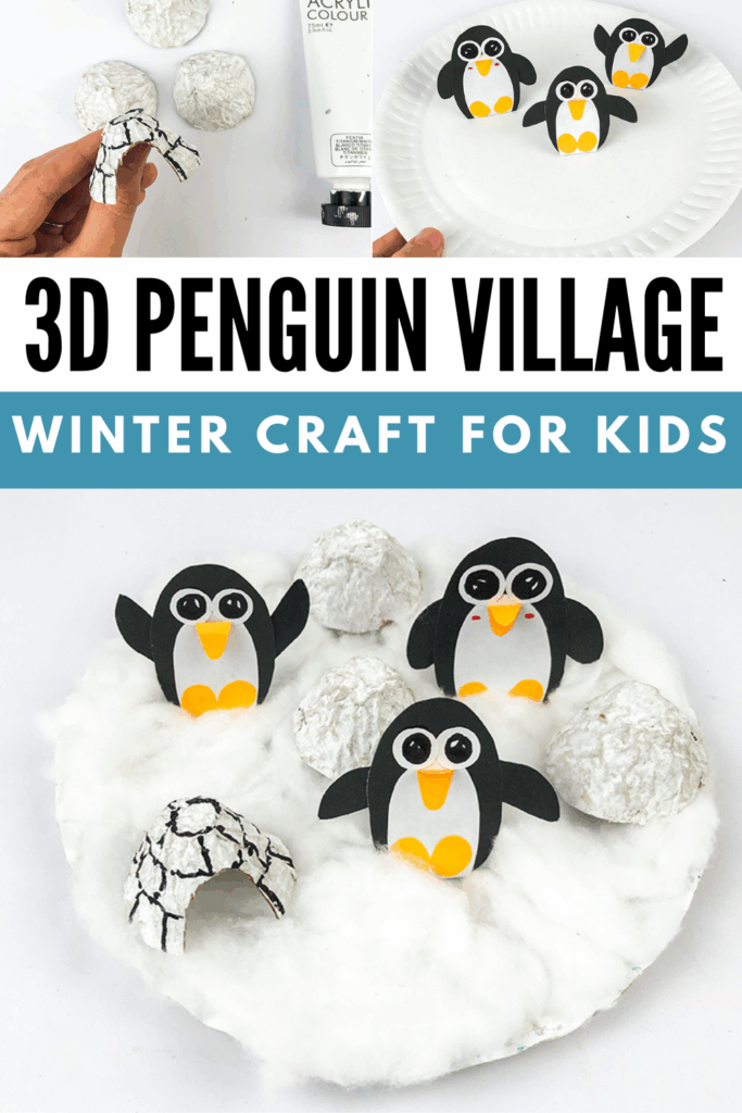 DIY 3D Penguin Village Winter Paper Plate Craft for Kids