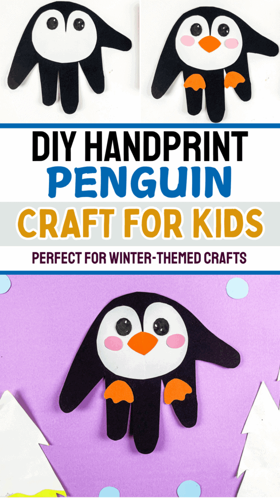 DIY Arctic Penguin Animal Paper Handprint Craft for Kids to Make this Winter