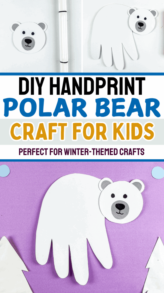 DIY Arctic Polar Bear Animal Paper Handprint Craft for Kids to Make this Winter