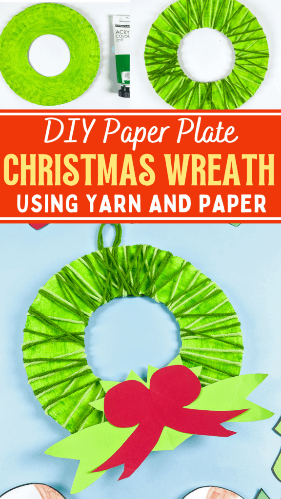 DIY Christmas Paper Plate Yarn Wreath Craft for Kids to Make this December