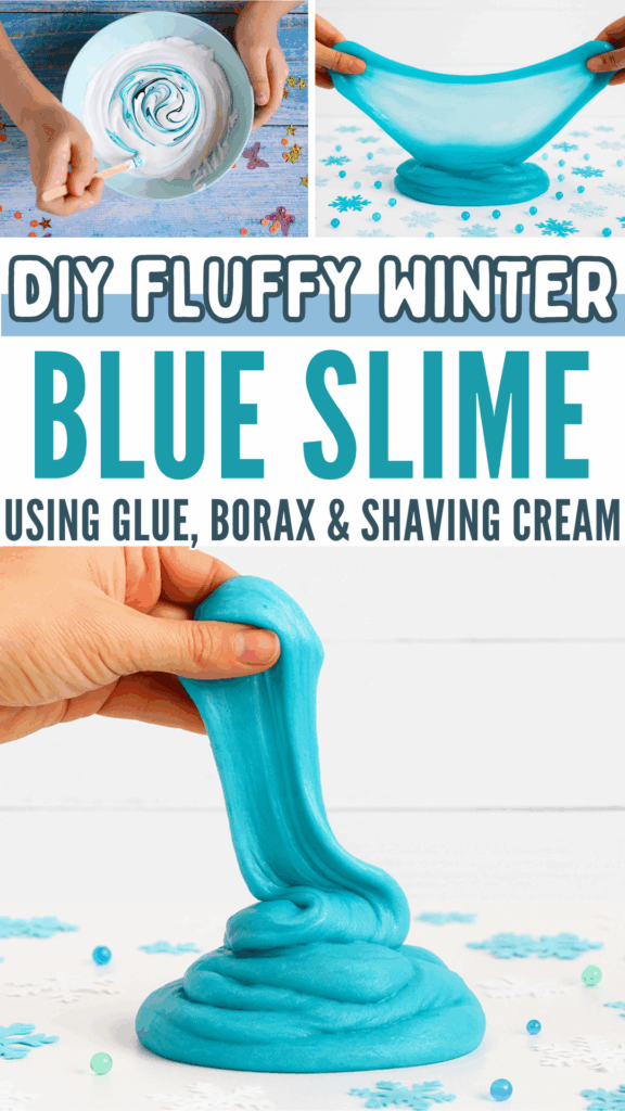DIY Fluffy Winter Blue Slime with Elmer White Glue, Borax and Shaving Cream