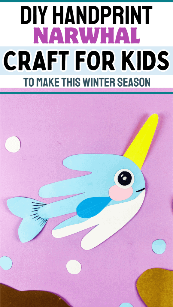 DIY Handprint Paper Narwhal Winter Craft for Kids to Make