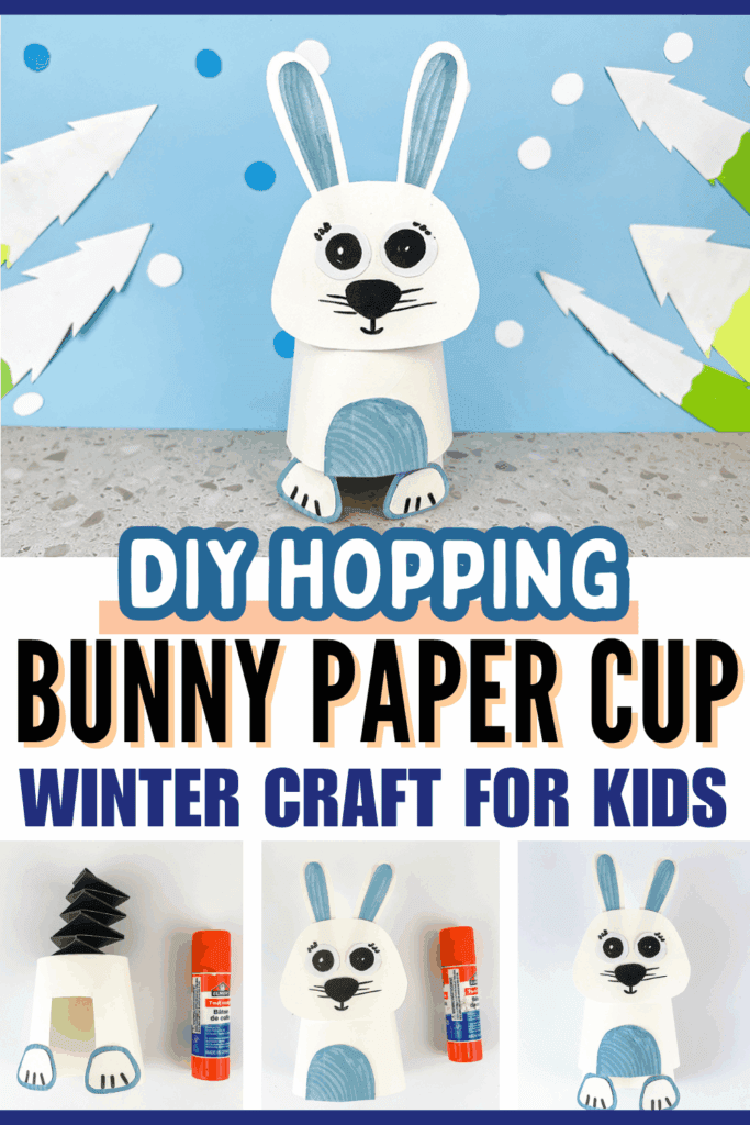 DIY Hopping Bunny Paper Cup Winter Craft for Kids to Make