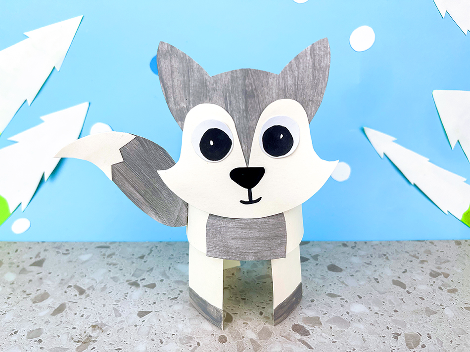 DIY Hopping Paper Cup Arctic Fox Winter Craft for Kids to Make