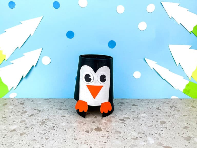 DIY Hopping Paper Cup Arctic Penguin Winter Craft for Kids to Make