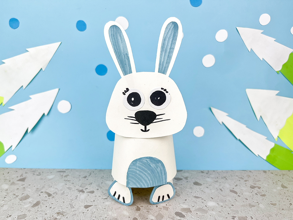 DIY Hopping Paper Cup Snow Bunny Winter Craft for Kids to Make