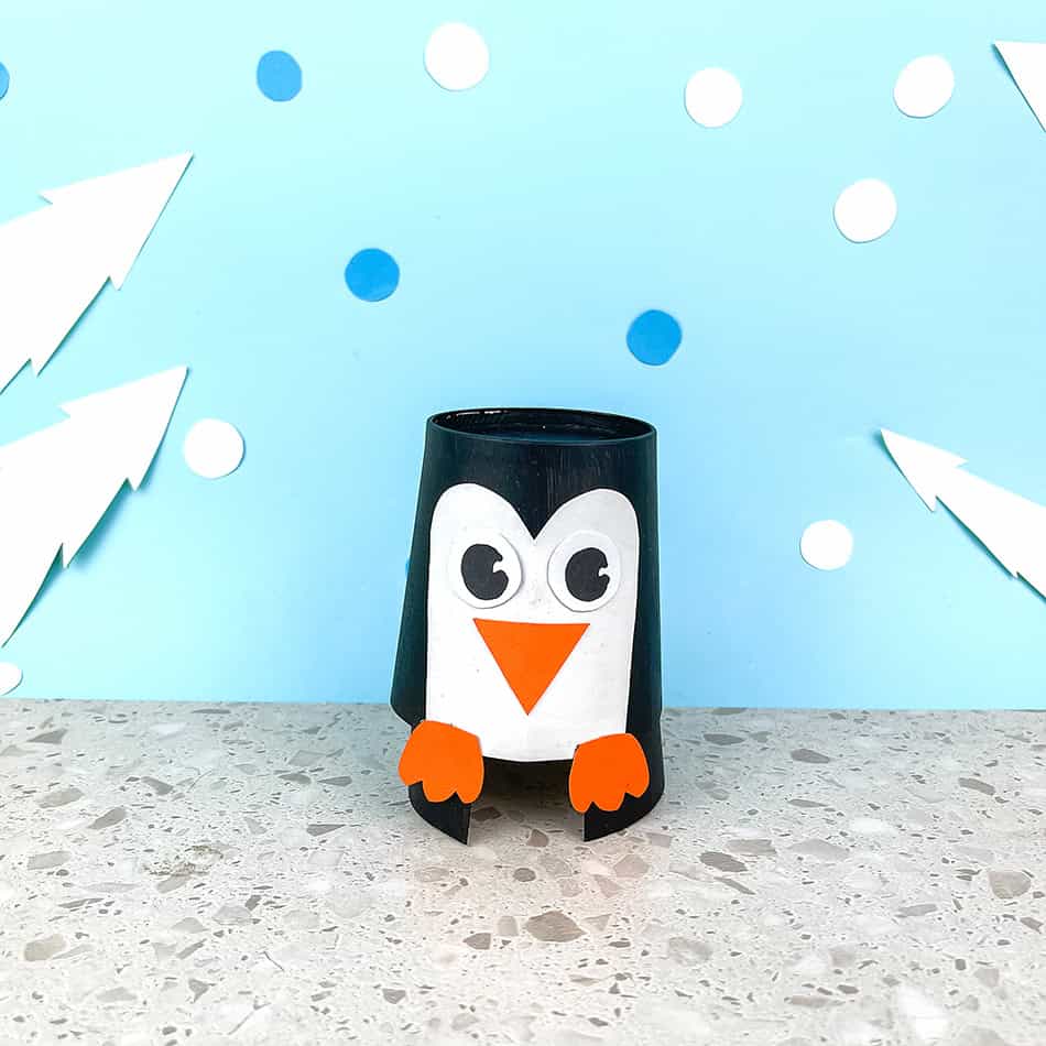 DIY Hopping Paper Cup Winter Arctic Penguin Craft for Kids to Make